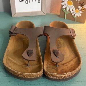 Birkenstock Brown Leather Thong Sandals